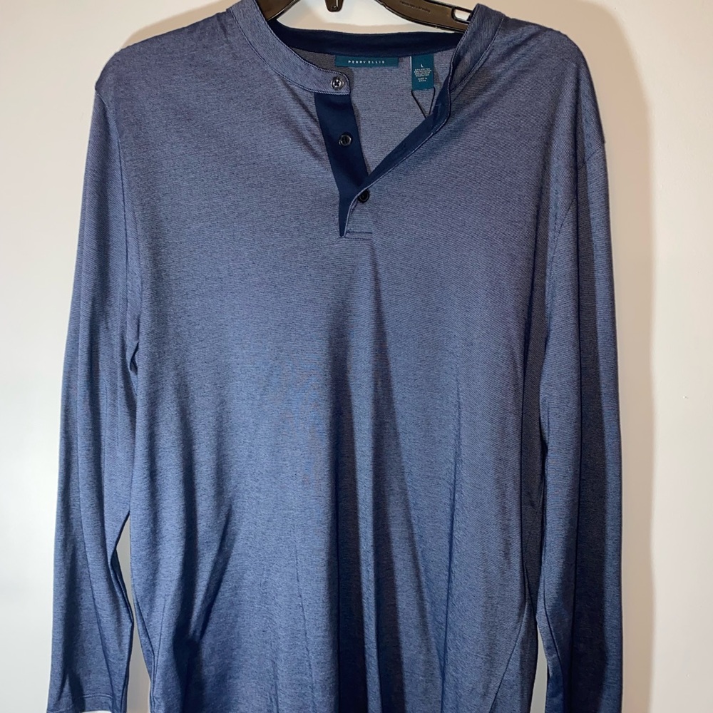 Long Sleeve Blue Perry Ellis Shirt